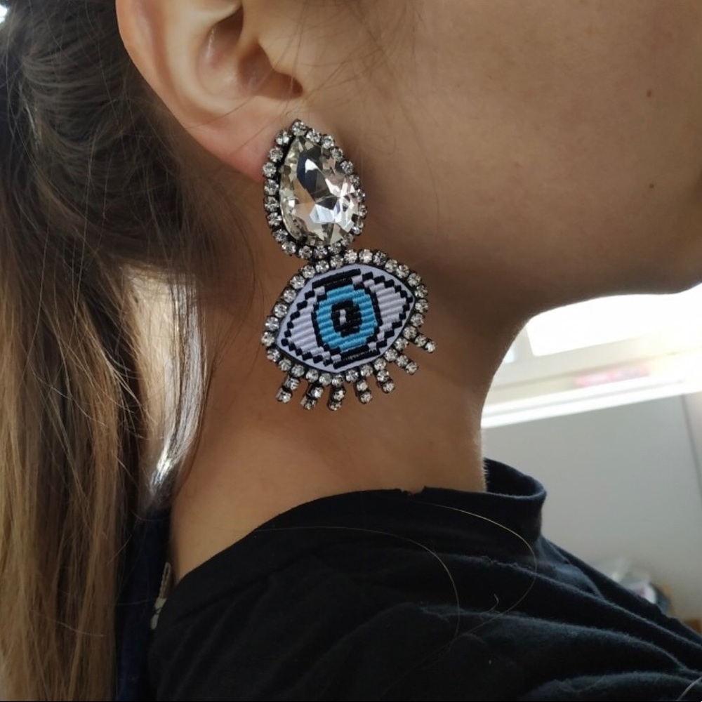 🧿 Blue Evil Eye Crystal Embroidery Rhinestone 🧿 - Picture 5 of 5